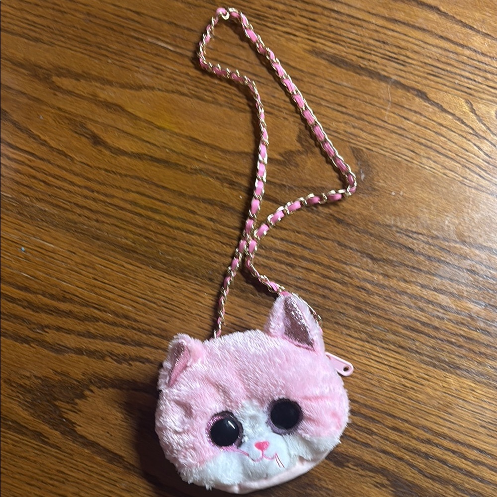 Pink Cat Plush Kids Purse